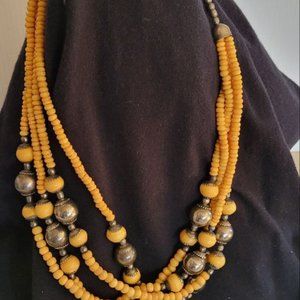AFRICAN YELLOW BEADED NECKLACE
